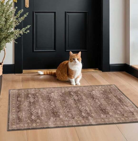 Generic Other - Area Rug Vintage Bohemian 24" x 48" Brown Distressed Persian Mat